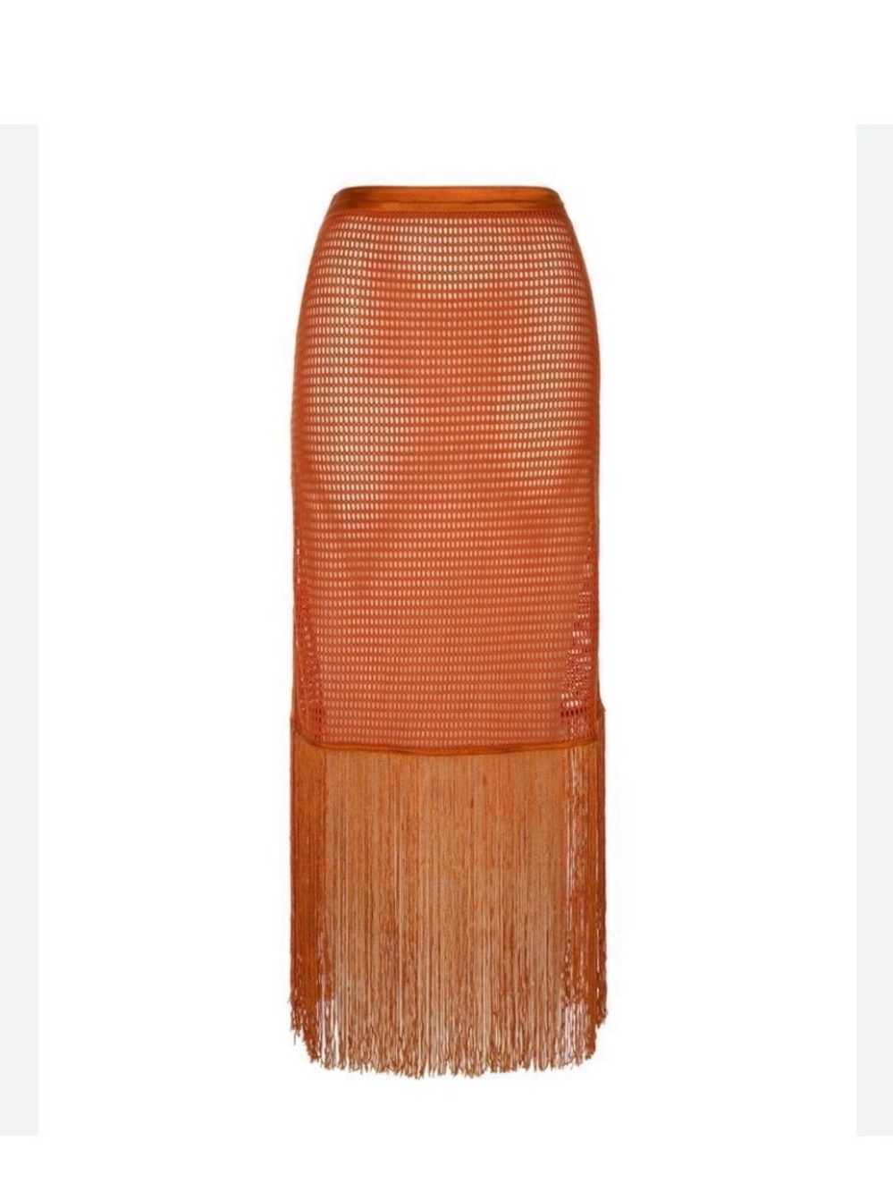 My Beachy Side Camelia Knit Fringe Skirt Cover Up Size Medium NWT Orange Flame - Picture 3 of 5